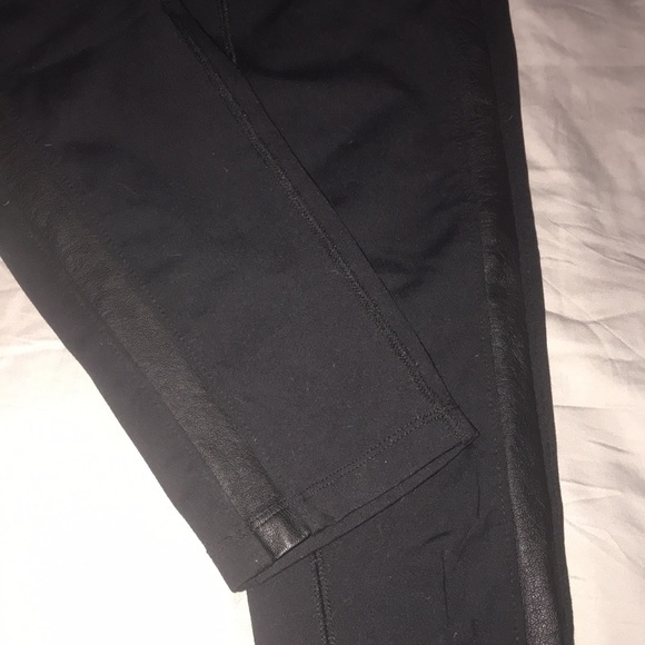 Medium Calvin Klein black leggings w/faux leather tux stripe down legs. See desc - Picture 6 of 8